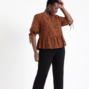 eloquii tie sleeve peplum blouse